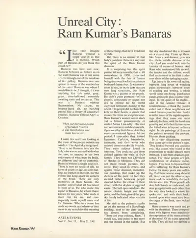 Richard Bartholomew (Essayist), Unreal City, 1985, Essay