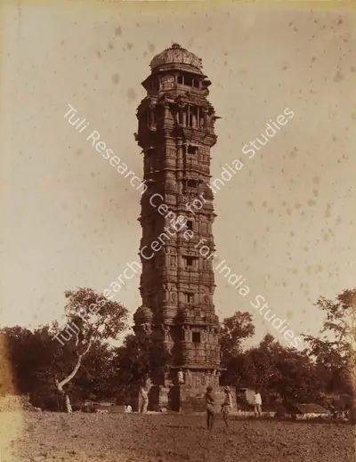 Lala Deen Dayal (Photographer), Tower of Victory in Chittore fort, 1890, Antiquarian Photograph