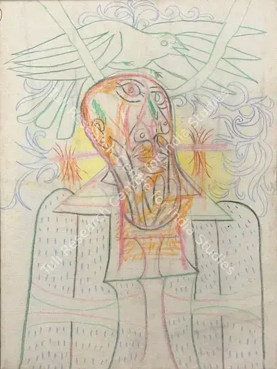 F.N. Souza (Artist), Untitled (Head), 1963, Drawing