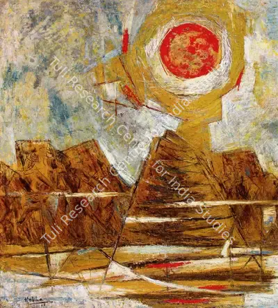 K.K. Hebbar (Artist), Birth of the Moon, 1965, Painting