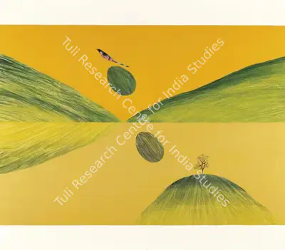 J. Swaminathan (Artist), Untitled (Bird, Tree And Mountain), 1982, Painting
