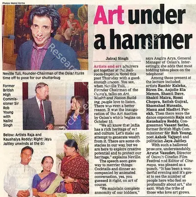 Jairaj Singh (Reporter), Art under a hammer, 2004, Newspaper Clipping