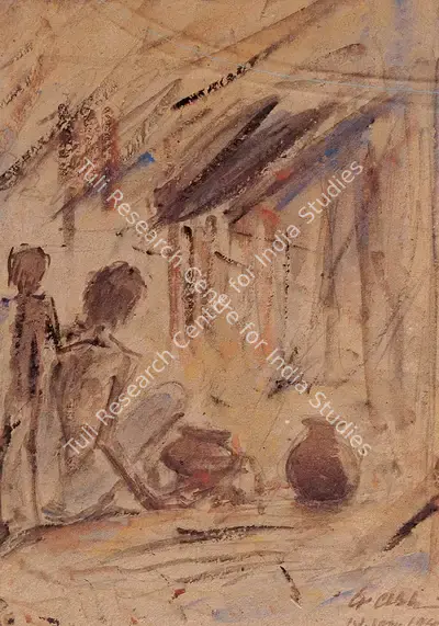 Gobardhan Ash (Artist), Food, Where Is Food? (Bengal Famine Series), 1942, Painting