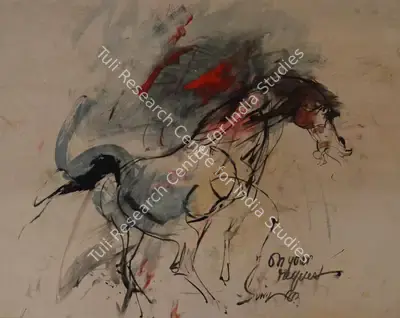 Sunil Das (Artist), Horse Beneath Stormy Skies, Painting