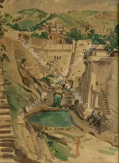 Sailoz Mookherjea (Artist), Study of Rajasthan, 1954, Painting