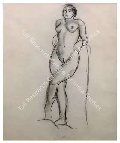 Amrita Sher-Gil (Artist), Untitled (Nude), 1930, Drawing