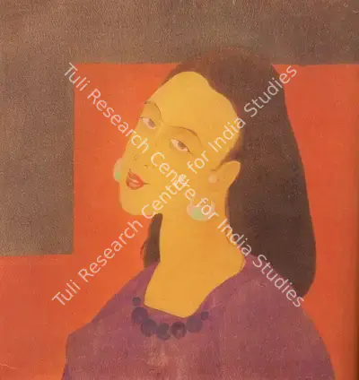 M.A.R. Chughtai (Artist), Face Study, Painting