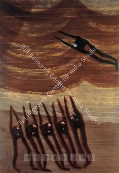 Broota, Rameshwar (Artist). Queue. Oil on canvas, 1970-1971 | Painting | FineArts | 00597808
