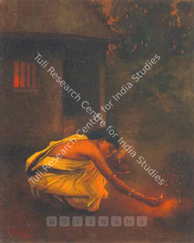 Jogesh Chandra Seal (Artist), A Woman Performing A Puja, 1919, Painting