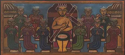 Jamini Roy (Artist), Christ Carrying Cross on Path to Calvary, 1955, Painting