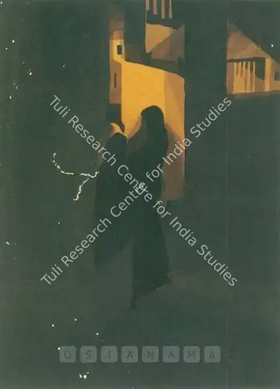 Gaganendranath Tagore (Artist), Two Figures, Painting