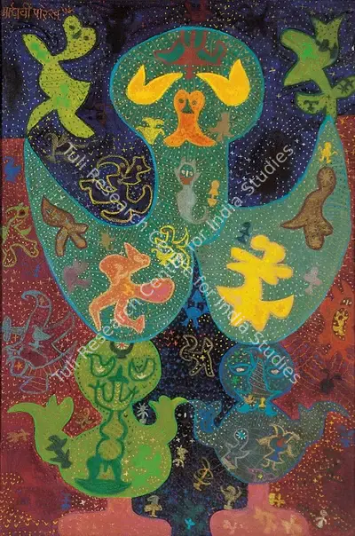 Madhavi Parekh (Artist), Fountain, 1974, Painting