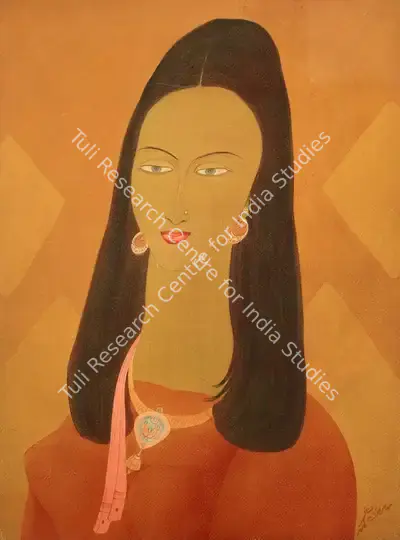 M.A.R. Chughtai (Artist), Blue Eyes (Modern Girls series), 1965, Painting