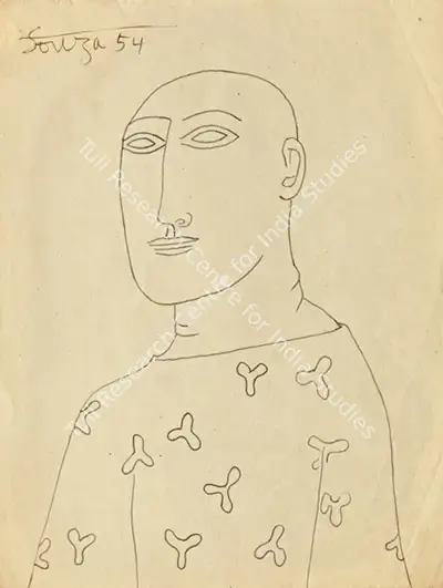 F.N. Souza (Artist), Untitled (Man), 1954, Drawing