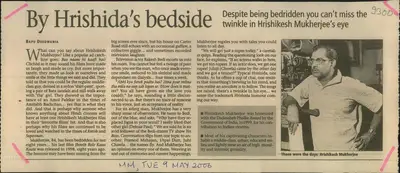 Bapu Deedwania (Writer), By Hrishida's Bedside, 2006, Newspaper Clipping