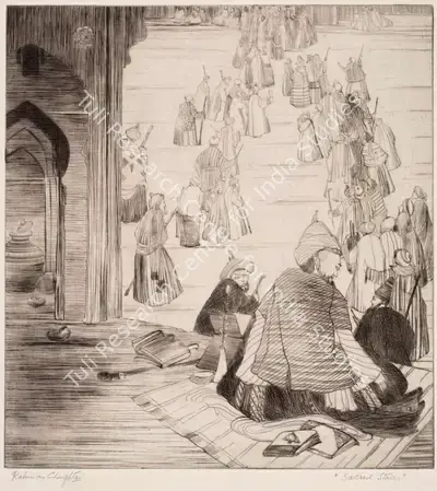 M.A.R. Chughtai (Artist), Sacred Stairs, Graphic Art