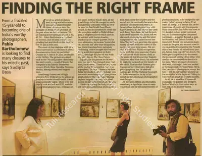 Sudipta Basu (Reporter), Finding The Right Frame, 2008, Newspaper Clipping