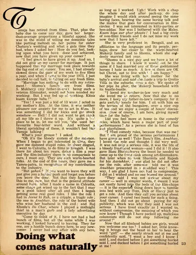 Doing what comes naturally, 1974, Conversation