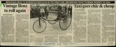 Keith Martin (Reporter), Vintage Benz to roll Again, 2002, Newspaper Clipping