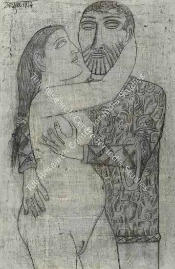 Souza, F.N. (Artist). The Embrace, 1954 | Drawing, Ch.NeY/12.09.12, 1954