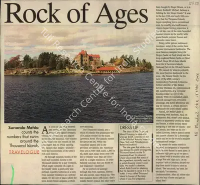 Sunanda Mehta (Reporter), Rock of Ages, 2006, Newspaper Clipping