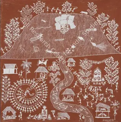 Jivya Soma Mashe (Artist), Untitled (Sweet Celebration) (Warli Painting), Painting
