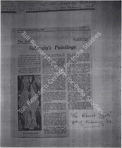 Sabavala's paintings, 1964, Newspaper Clipping