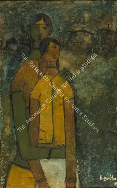 B. Prabha (Artist), Untitled (Two Women), 1959, Painting
