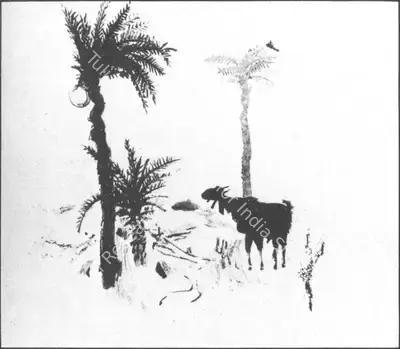 K.G. Subramanyan (Artist), Goat in Landscape, 1977, Painting