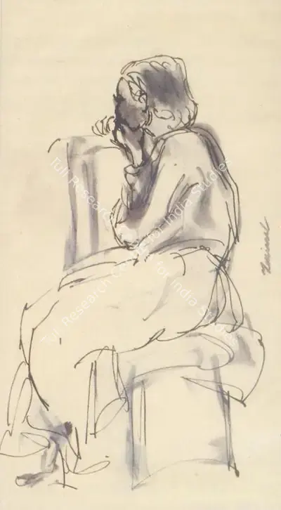 Zainul Abedin (Artist), Reflection, Drawing