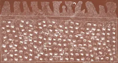 Jivya Soma Mashe (Artist), Untitled (Paddy Night Life) (Warli), Painting