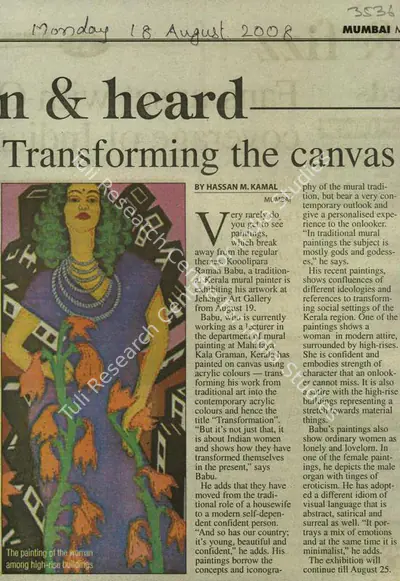 Hassan M. Kamal (Reporter), Transforming the Canvas, 2008, Newspaper Clipping