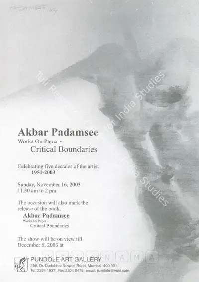 Akbar Padamsee (Artist), Akbar Padamsee, 2003, Solo Exhibition Invitation