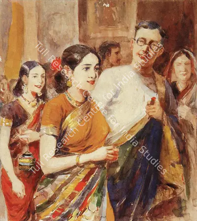 P.C. Chakravorty (Artist), Arrival at the Reception, 1924, Painting
