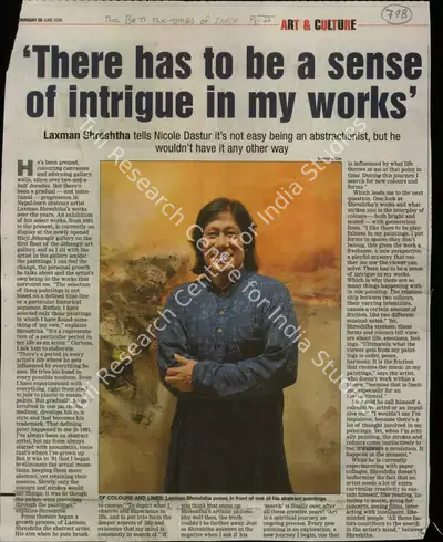 Nicole Dastur (Reporter), There has to be Sense of Intrigue in My Works, 2006, Newspaper Clipping