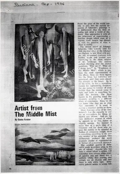 Geeta Doctor (Writer), Artist from the middle mist, 1976, Newspaper Clipping