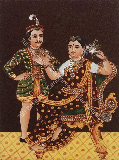 Tanjore School (Artist), Nawab and His Lover, Painting
