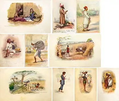M.V. Dhurandhar (Artist), Ten Printed Postcards, Graphic Art