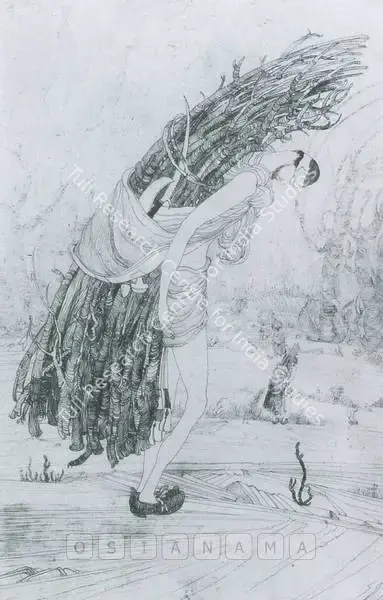M.A.R. Chughtai (Artist), Kashmiri Woodcutter, Graphic Art