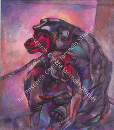 Paritosh Sen (Artist), Mother & Child, 1989, Painting