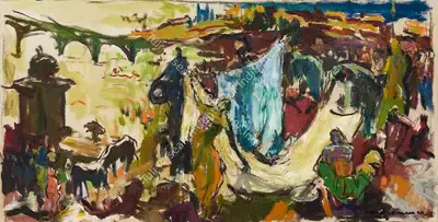 Walter Langhammer (Artist), The Dhobi Ghat, Nasik, 1952, Painting