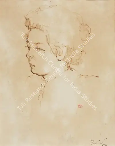 Zainul Abedin (Artist), Untitled (Portrait of a Boy, Mexico), 1956, Drawing