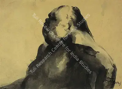D.P. Roy Chowdhury (Artist), Face, 1949, Painting