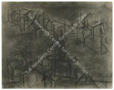 S.H. Raza (Artist), Untitled (Houses), 1953, Painting