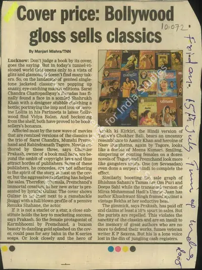 Manjari Mishra (Reporter), Cover price: Bollywood gloss sells Classics, 2006, Newspaper Clipping