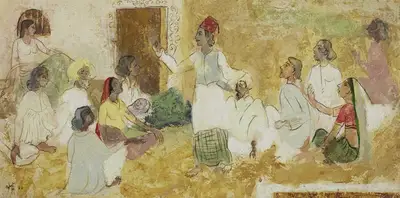 N.S. Bendre (Artist), Untitled (Gathering), 1953, Painting