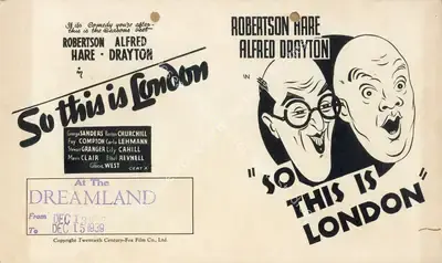 Thornton Freeland (Director), So This Is London, 1939, Handbill
