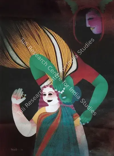 Dharmanarayan Dasgupta (Artist), Lovers, 1987, Painting