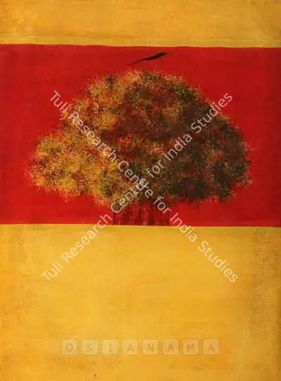 J. Swaminathan (Artist), Untitled (Bird, Mountain & Tree), 1983, Painting