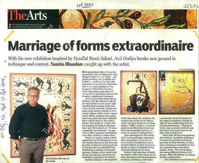 Rajesh Kashyap (Photographer), Marriage of forms Extraordinaire, 2006, Newspaper clipping